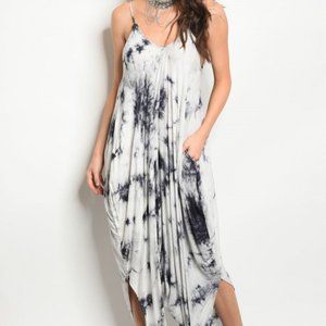 Navy Blue Tie Dyed Harem Jumpsuit